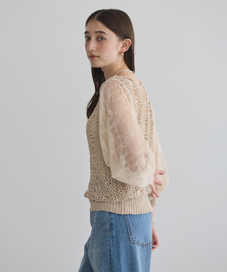 YECCA VECCA「【archive】テープヤーン袖レースプルオーバー」|ニット・セーター|