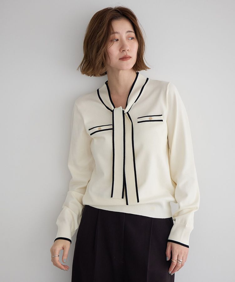 YECCA VECCA「配色ボウタイニット」|ニット・セーター|