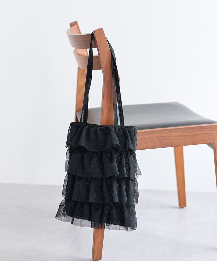 YECCA VECCA「【CASSELINI】メッシュフリルトート」|トートバッグ|Black