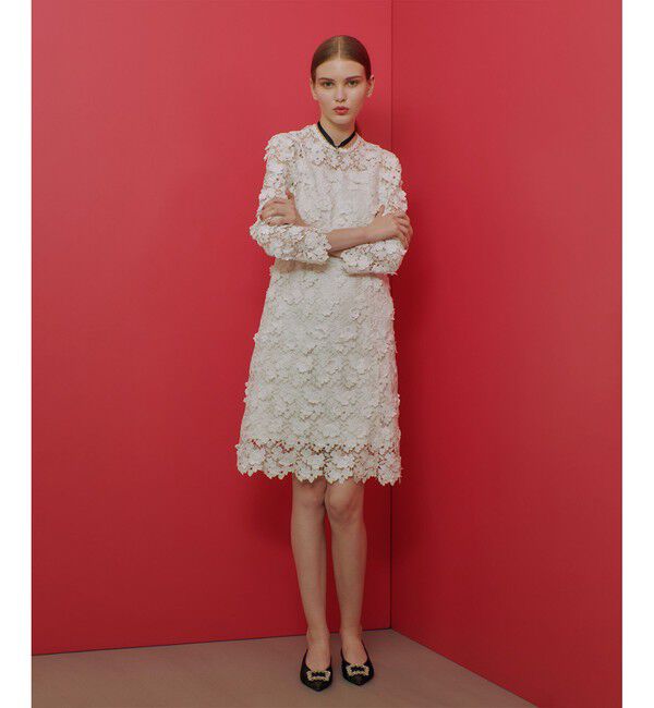 LOULOU WILLOUGHBY「【LOULOU WILLOUGHBY】ケミカルフラワーレースワンピース」|ワンピース|