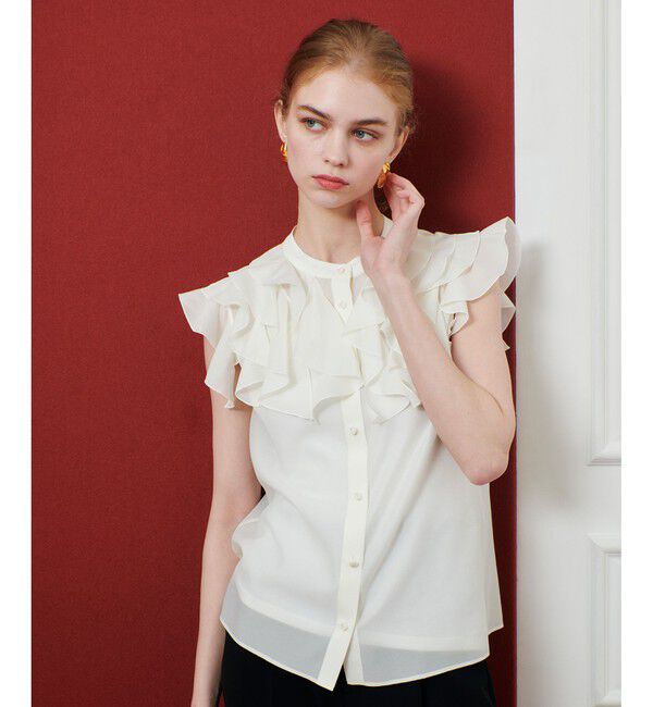 LOULOU WILLOUGHBY「【LOULOU WILLOUGHBY】ラッフルボリュームブラウス」|シャツ・ブラウス|オフホワイト