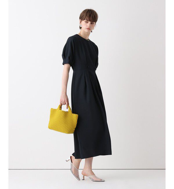 allureville「リネンライクタッキングワンピース」|ワンピース|ネイビー