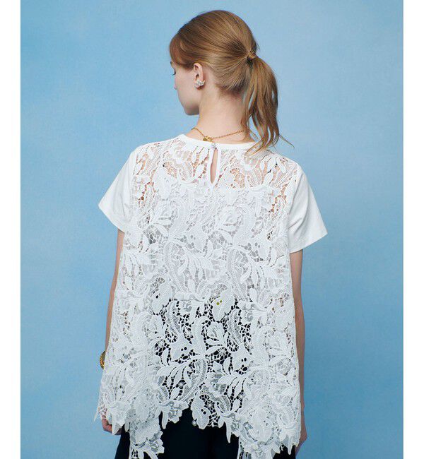 LOULOU WILLOUGHBY「【LOULOU WILLOUGHBY】レースドッキングロングＴシャツ」|Tシャツ・カットソー|