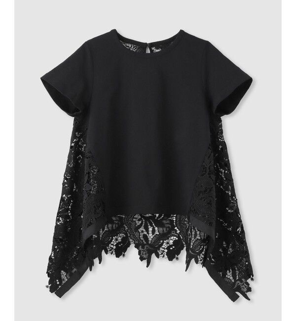 LOULOU WILLOUGHBY「【LOULOU WILLOUGHBY】レースドッキングロングＴシャツ」|Tシャツ・カットソー|ブラック