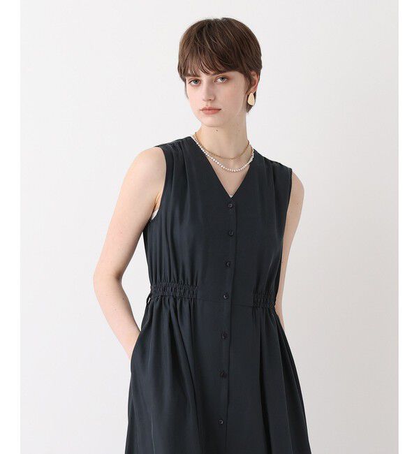 allureville「ドロストオープンドレス」|ワンピース|ネイビー