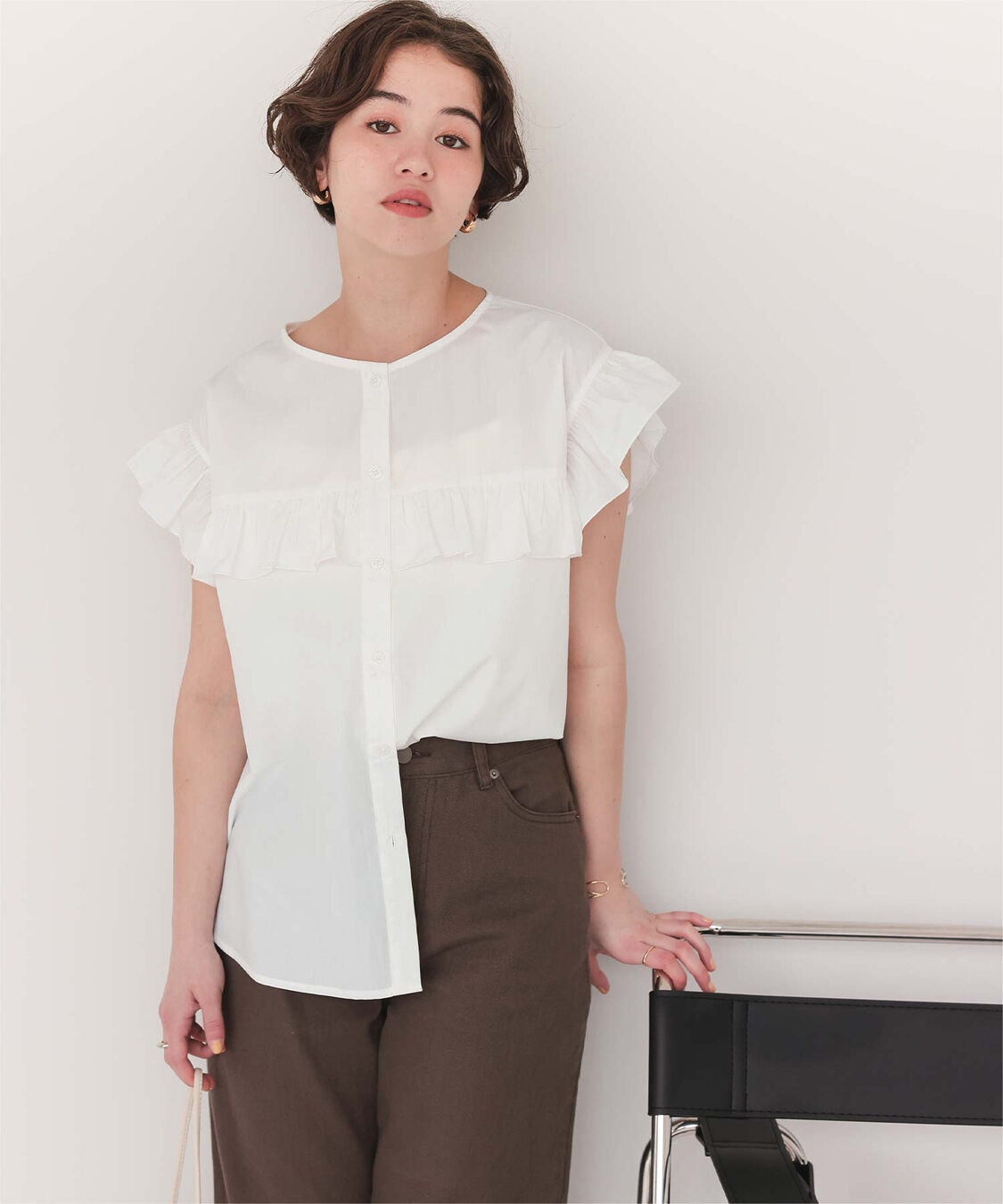 titivate「フレンチスリーブフリルブラウス」|シャツ・ブラウス|