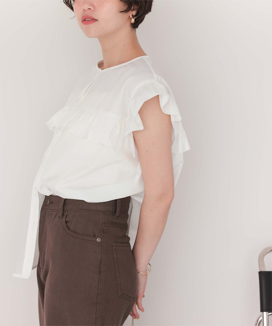 titivate「フレンチスリーブフリルブラウス」|シャツ・ブラウス|