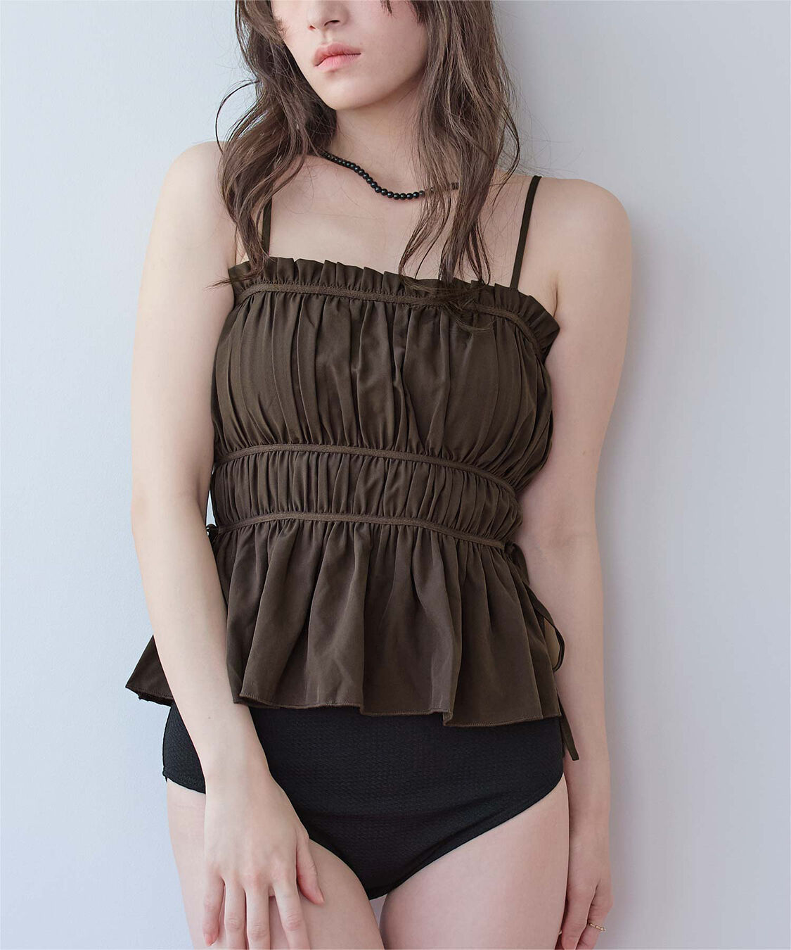 SEA DRESS「ティアードラインペプラムビキニ/水着」|ビキニ|ダークブラウン