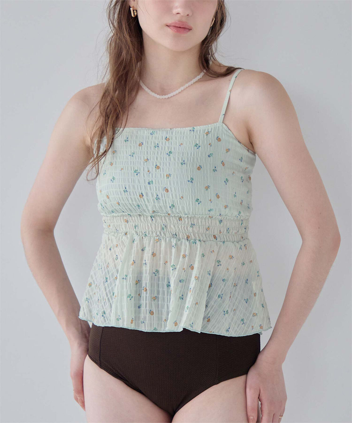 SEA DRESS「3点セット/ライトシャーリングトップス付ビキニ/水着」|ビキニ|ライトグリーン