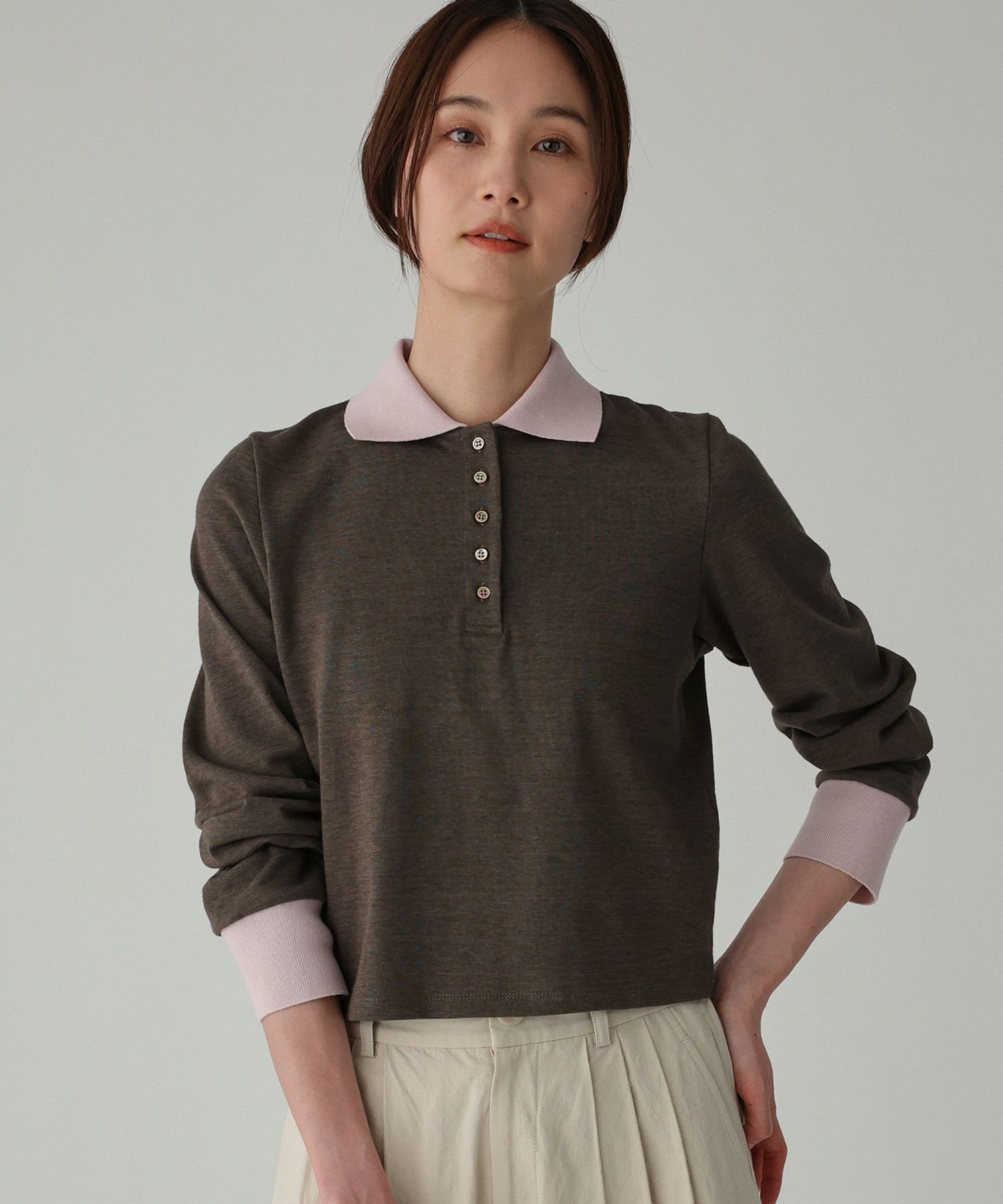  「【PROTAGONISTA】＜別注＞ポロカットソー」|Tシャツ・カットソー|ブラウン