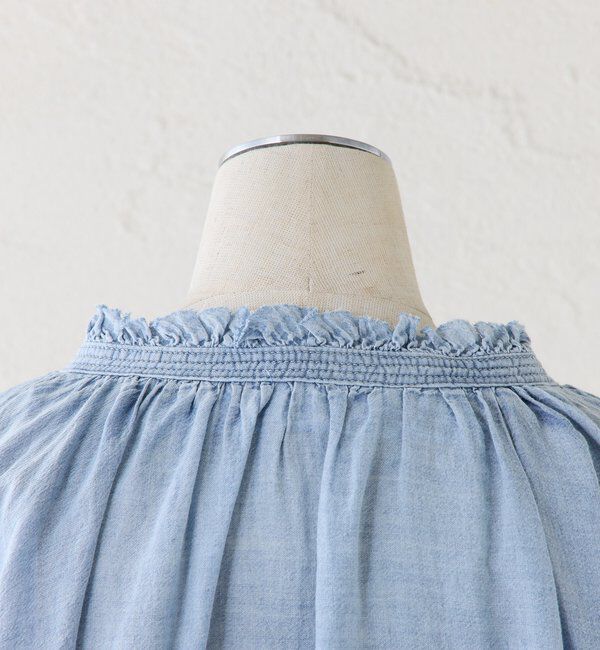  「襟元フリルシアーデニムブラウス」|シャツ・ブラウス|