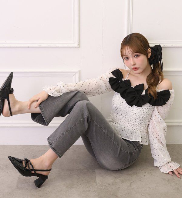  「【SMサイズ展開あり】ウエストレースフレアデニム」|その他|