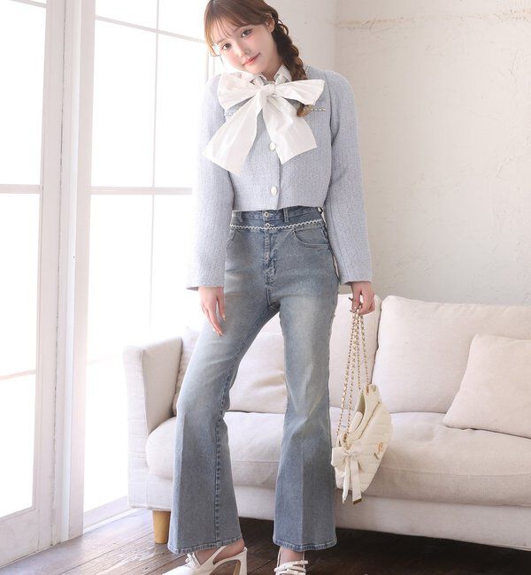  「【SMサイズ展開あり】ウエストレースフレアデニム」|その他|