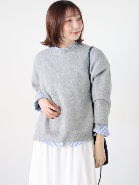 Te chichi TERRASSE「もちもちメランジクルーネックニット」|ニット・セーター|グレー
