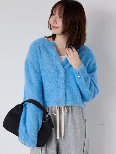 Te chichi TERRASSE「金釦フェザーニットカーディガン」|カーディガン|