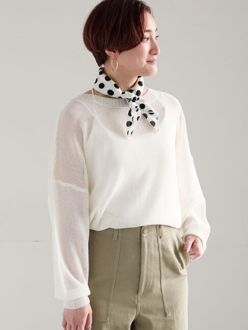 Te chichi「【WEB限定カラーあり】ペーパータッチヤーン2wayメッシュニット」|ニット・セーター|