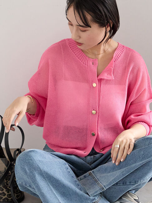 Te chichi「【WEB限定カラーあり】ペーパータッチヤーン2wayメッシュニット」|ニット・セーター|ピンク