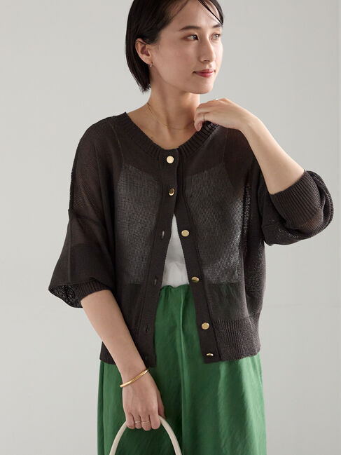 Te chichi「【WEB限定カラーあり】ペーパータッチヤーン2wayメッシュニット」|ニット・セーター|チャコールグレー