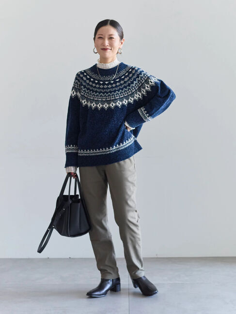 Samansa Mos2 blue「裏起毛ストレッチパンツ」|その他|