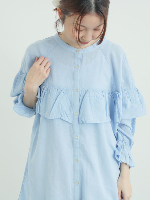 Samansa Mos2「切替フリルチュニック」|シャツ・ブラウス|