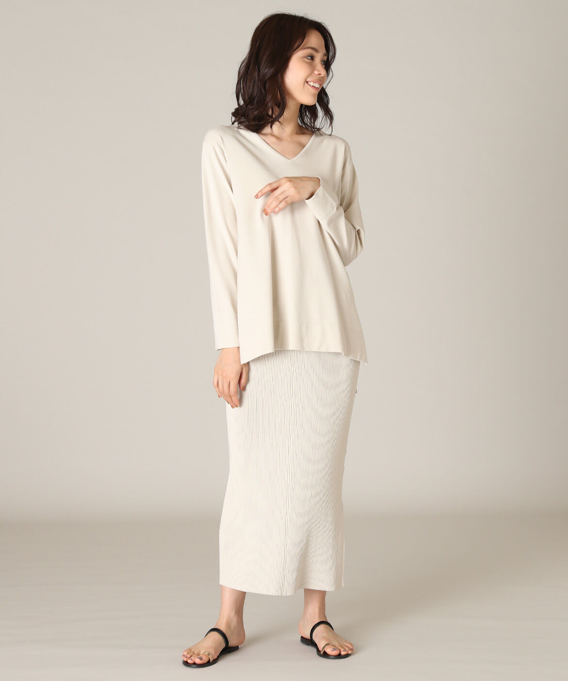 7-IDconcept.「サイドスリットVネックニット」|ニット・セーター|