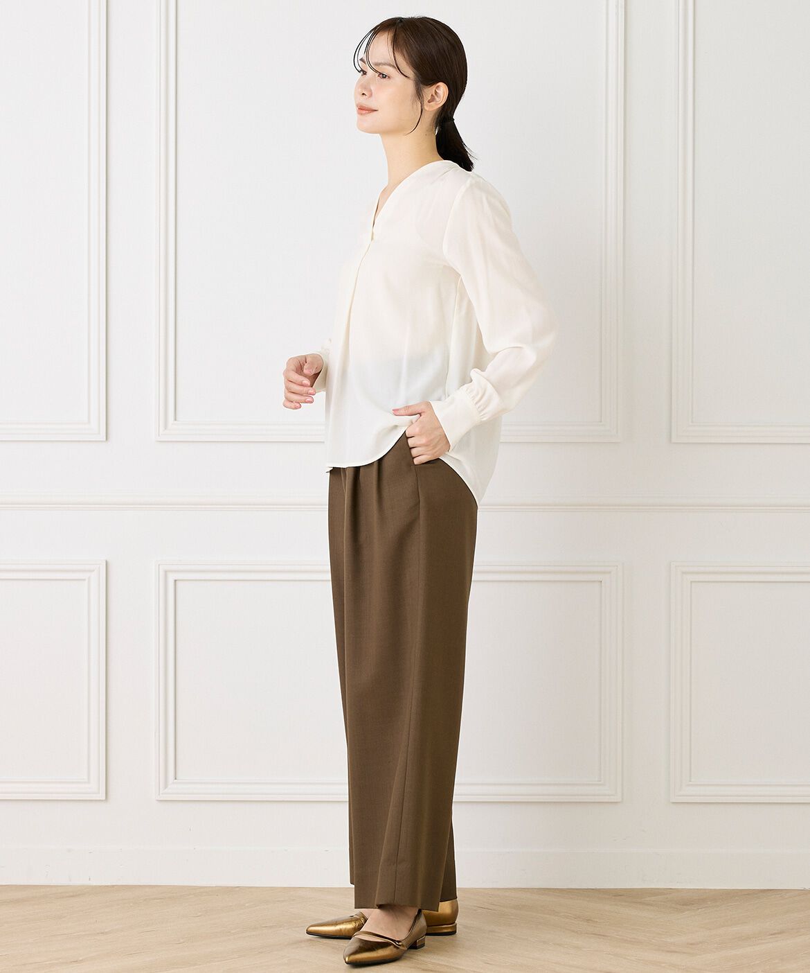 INED「Vネックブラウス」|シャツ・ブラウス|