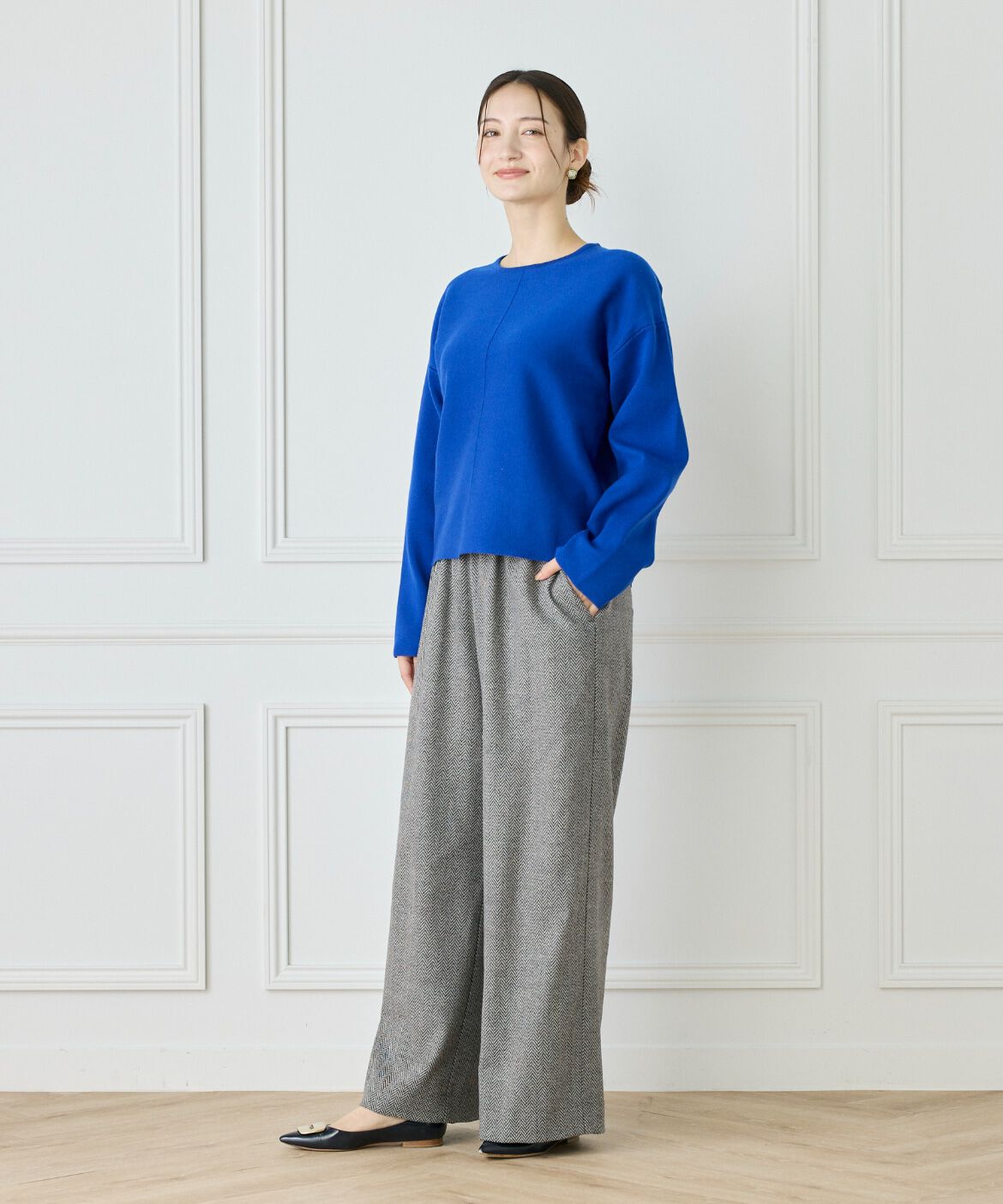 Le Souk「接結編みクルーネックニットプルオーバー」|ニット・セーター|