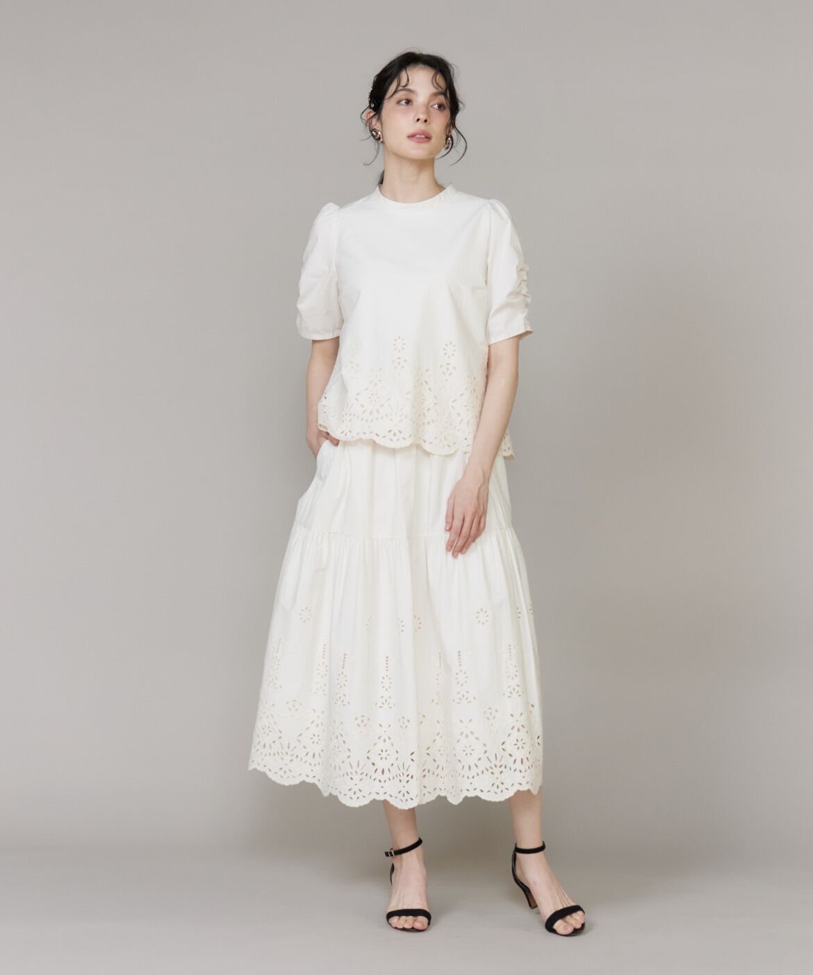 Maglie le cassetto「《プラスサイズ》ラッシュガードレースブラウス 《M Maglie le cassetto》」|シャツ・ブラウス|