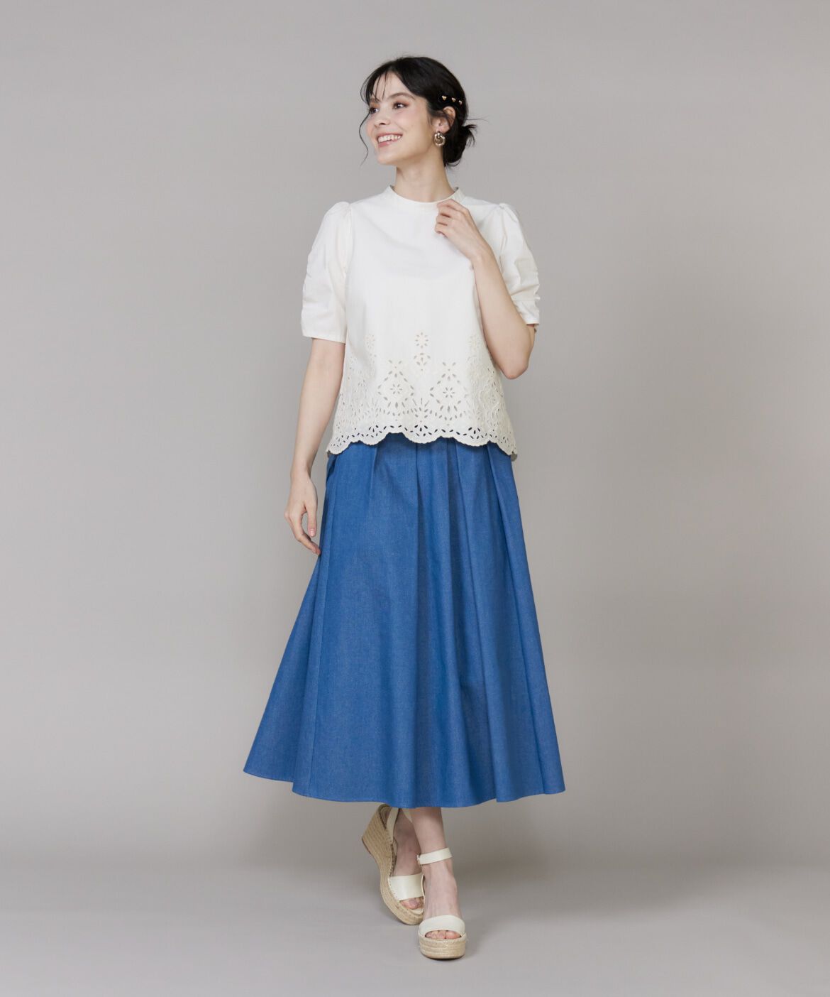 Maglie le cassetto「《プラスサイズ》ラッシュガードレースブラウス 《M Maglie le cassetto》」|シャツ・ブラウス|