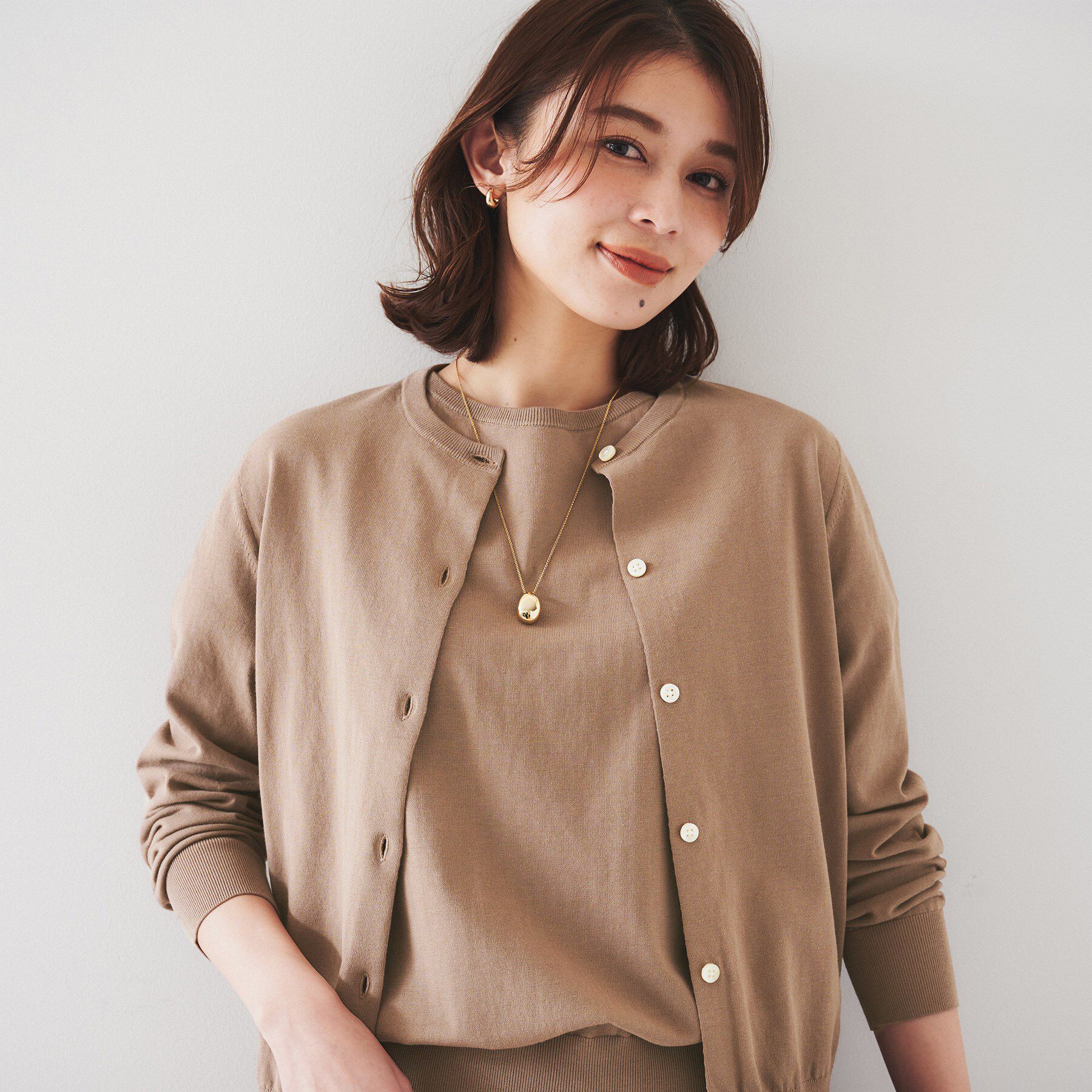 UNTITLED「【11色展開/コットン100/アンサンブル可能】クルーカーディガン」|カーディガン|