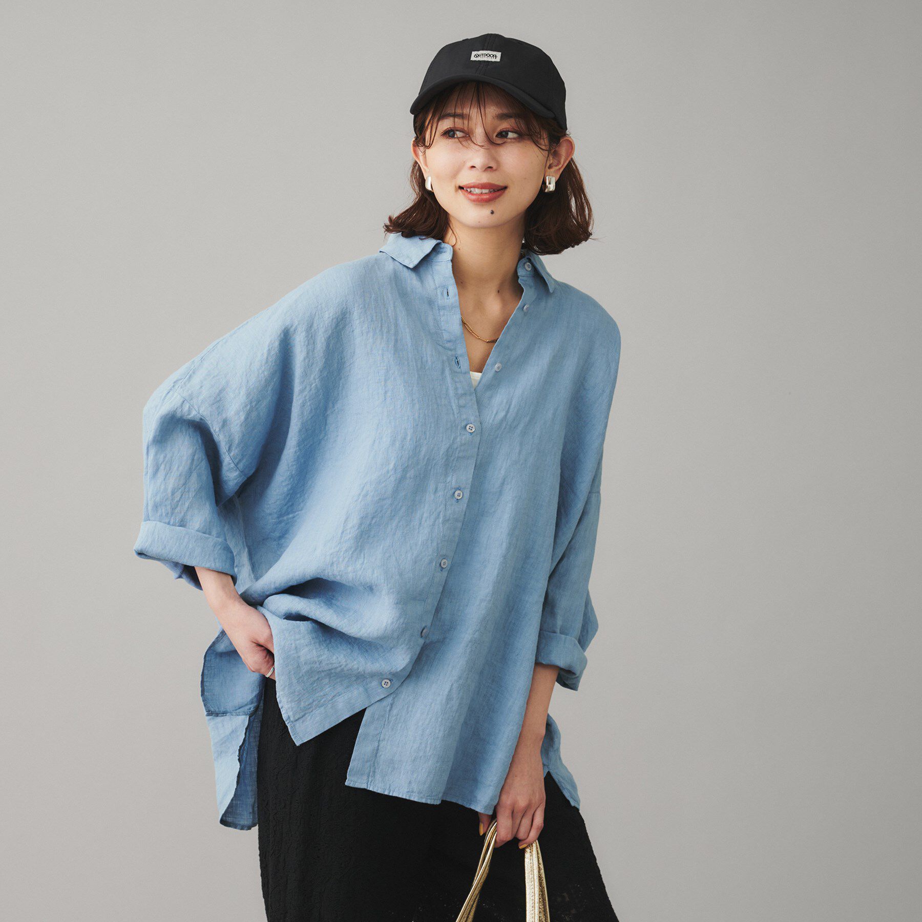 UNTITLED「【SAUTHS】リネンシャツ」|シャツ・ブラウス|ブルー(091)