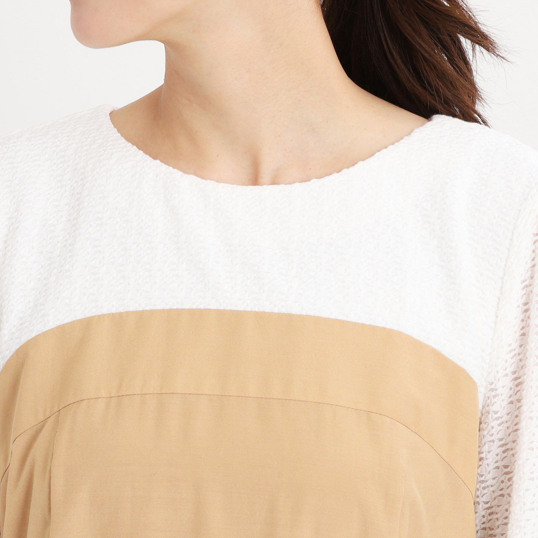 Reflect「【手洗い可／セットアップ可】異素材ミックスワンピース」|ワンピース|