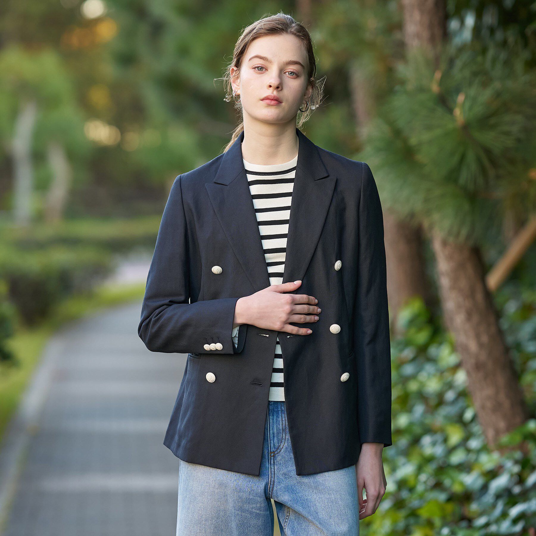 DRESSTERIOR「【セットアップ可】リネンブレンドダブルブレストジャケット」|テーラードジャケット|