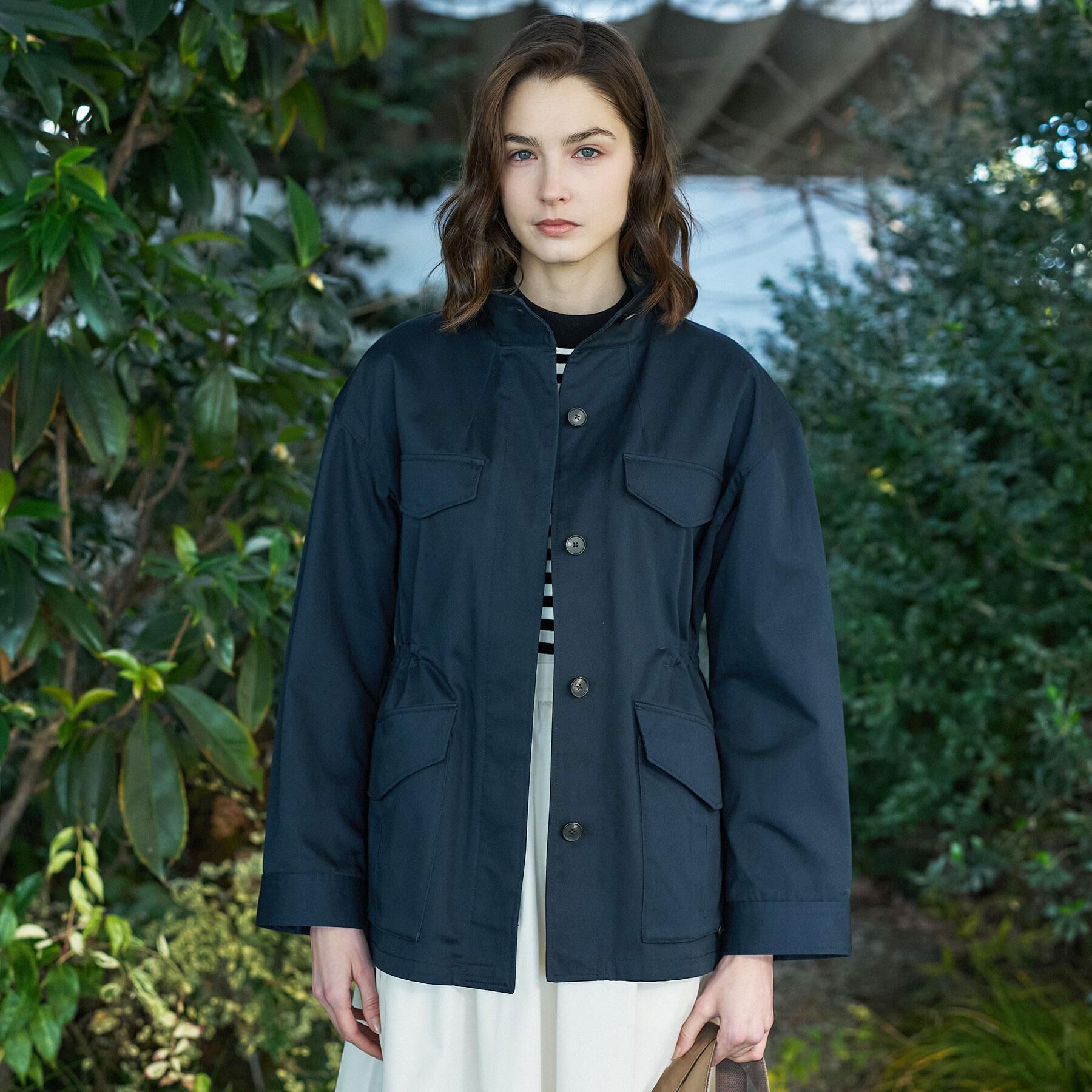 DRESSTERIOR「【ウォッシャブル】コンパクトコットンミリタリーブルゾン」|ブルゾン・スタジャン|ネイビー(094)