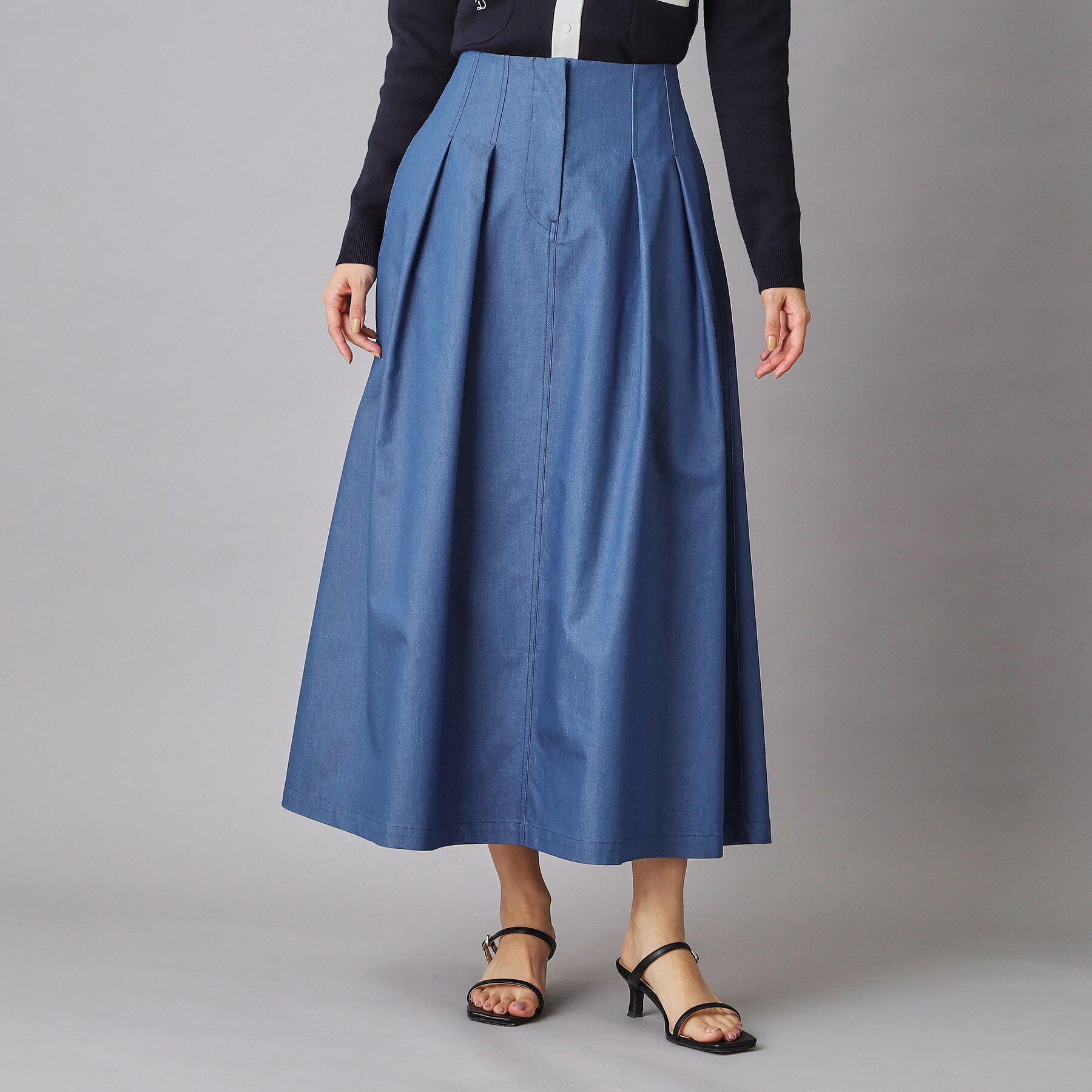 DRESSTERIOR「クールタッチ デニムライク タックスカート」|スカート|