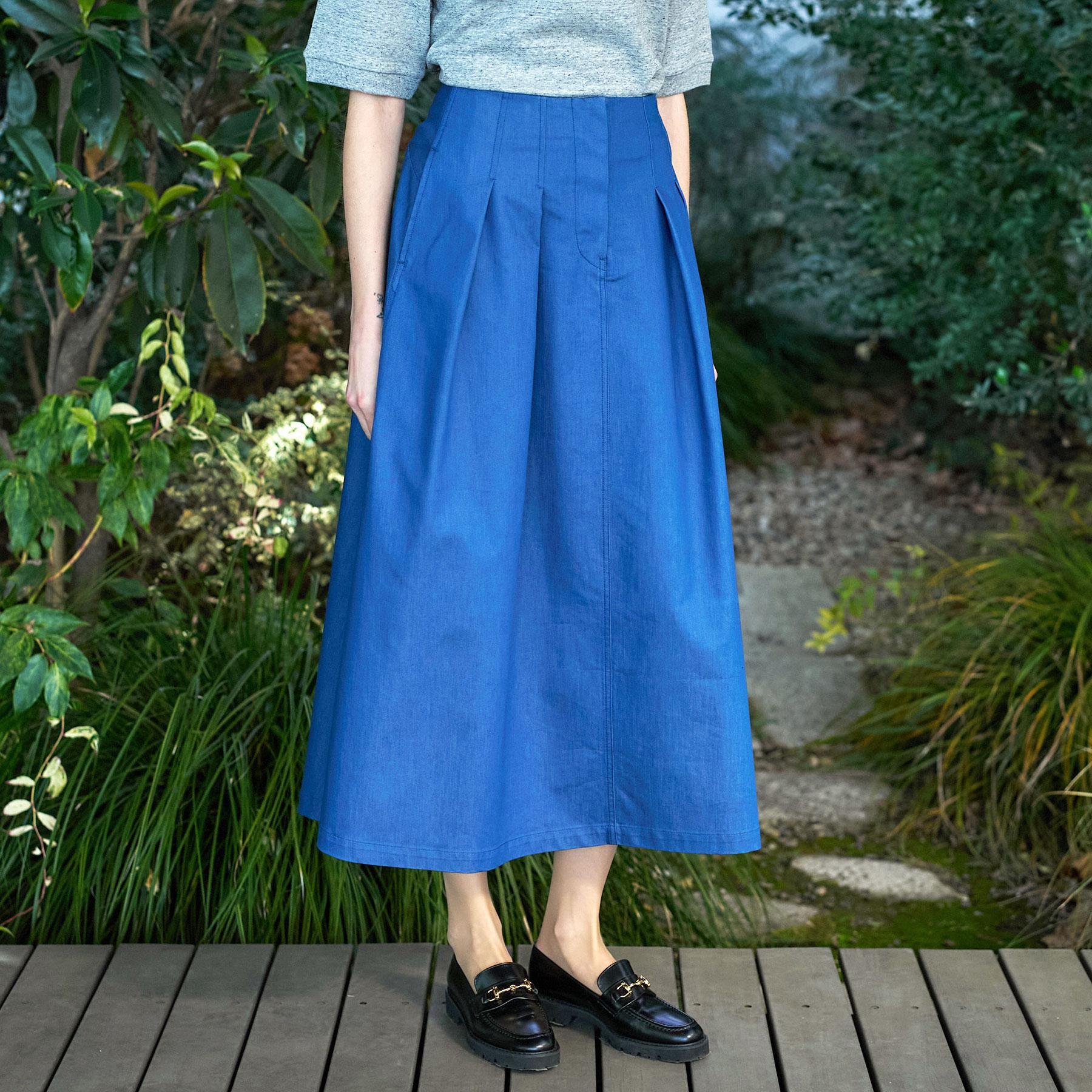 DRESSTERIOR「クールタッチ デニムライク タックスカート」|スカート|