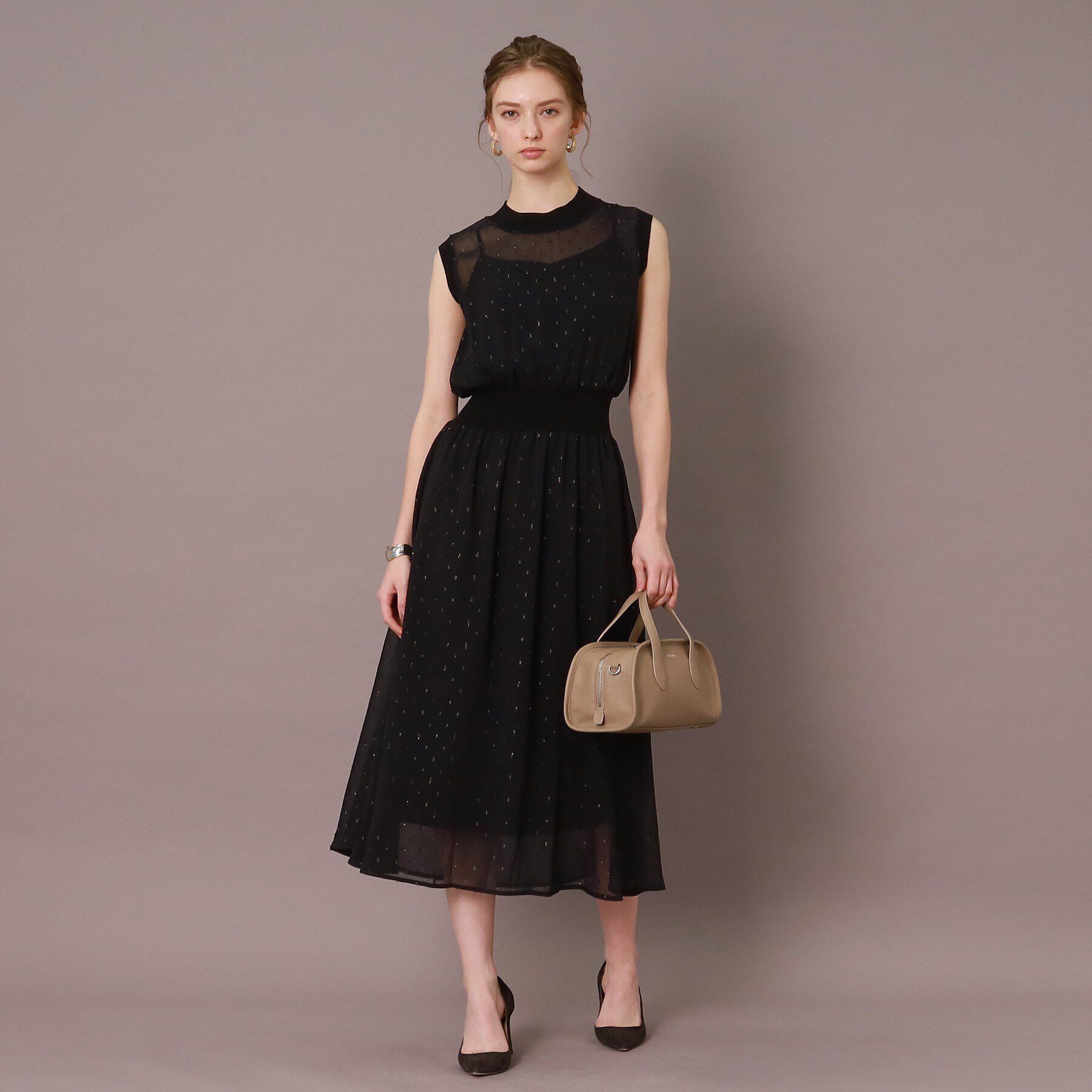 DRESSTERIOR「【ウォッシャブル/きれいめ】フィルムドット シアードレス」|ワンピース|