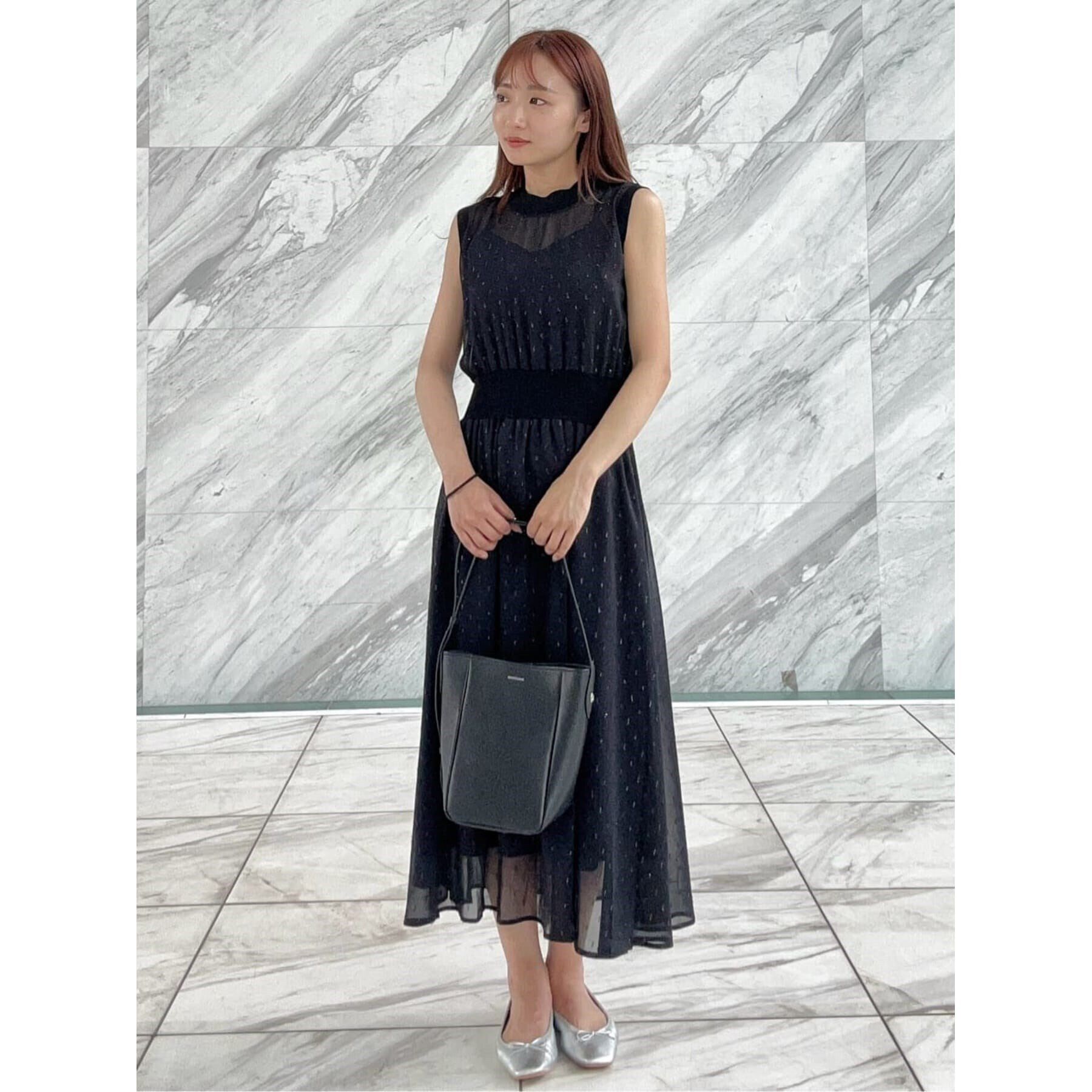 DRESSTERIOR「【ウォッシャブル/きれいめ】フィルムドット シアードレス」|ワンピース|