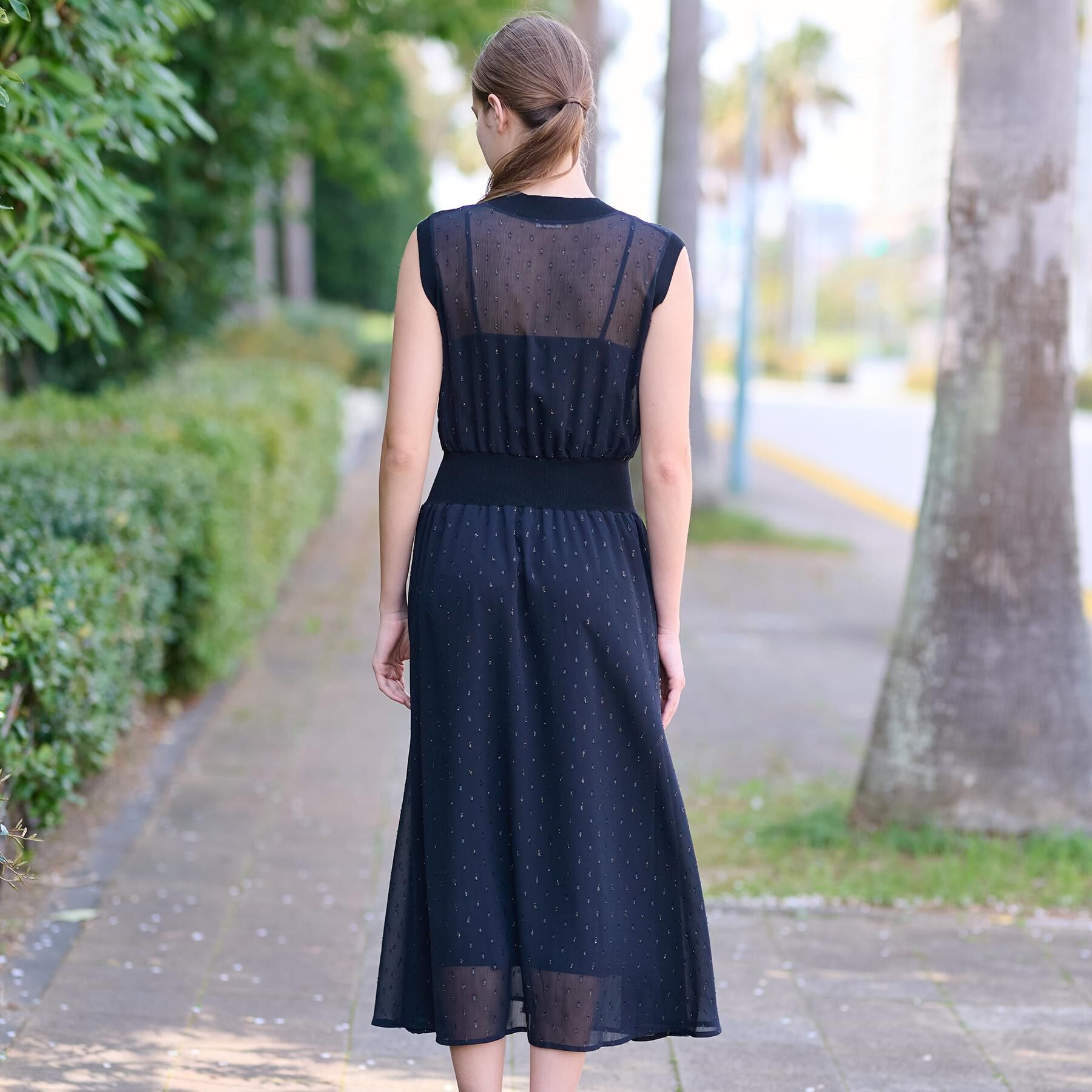DRESSTERIOR「【ウォッシャブル/きれいめ】フィルムドット シアードレス」|ワンピース|