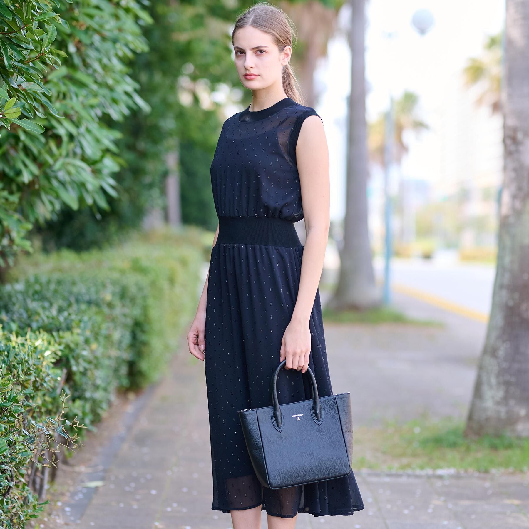 DRESSTERIOR「【ウォッシャブル/きれいめ】フィルムドット シアードレス」|ワンピース|