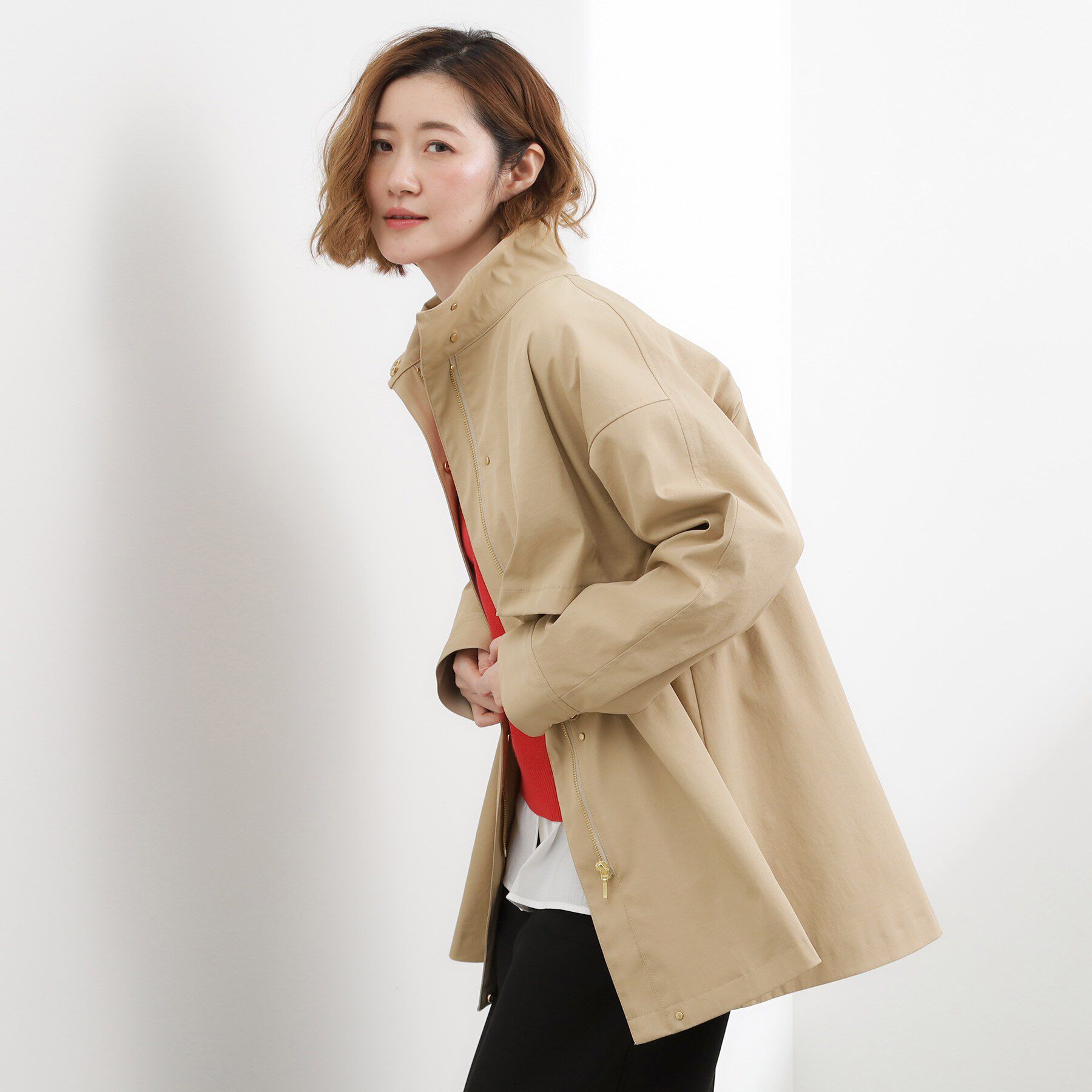 grove「【撥水／シルエット2WAY】羽織るだけでサマになる、スタンドネックテントラインコート」|その他|