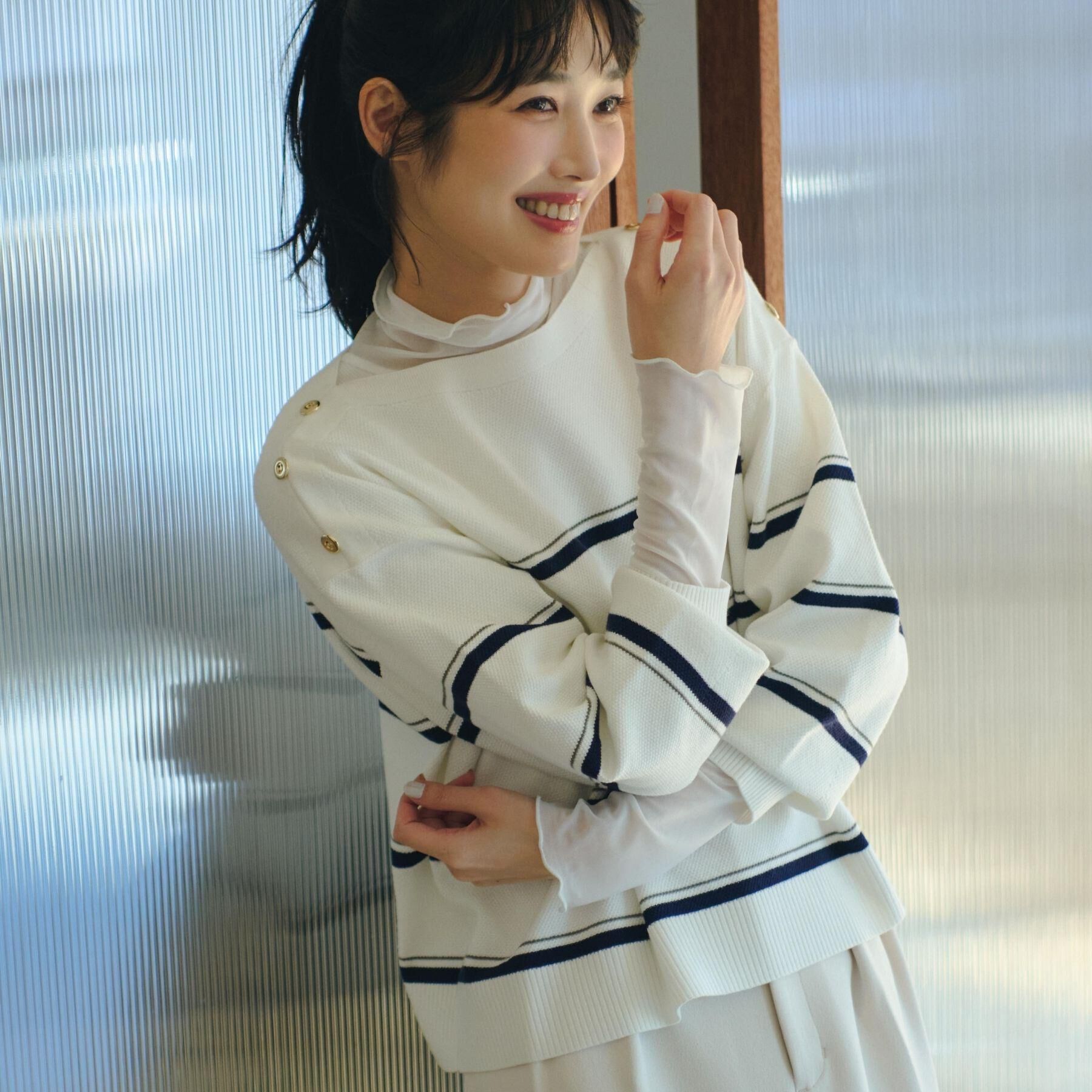 grove「【おうちで洗える】顔周りすっきり、ボートネックニット」|ニット・セーター|