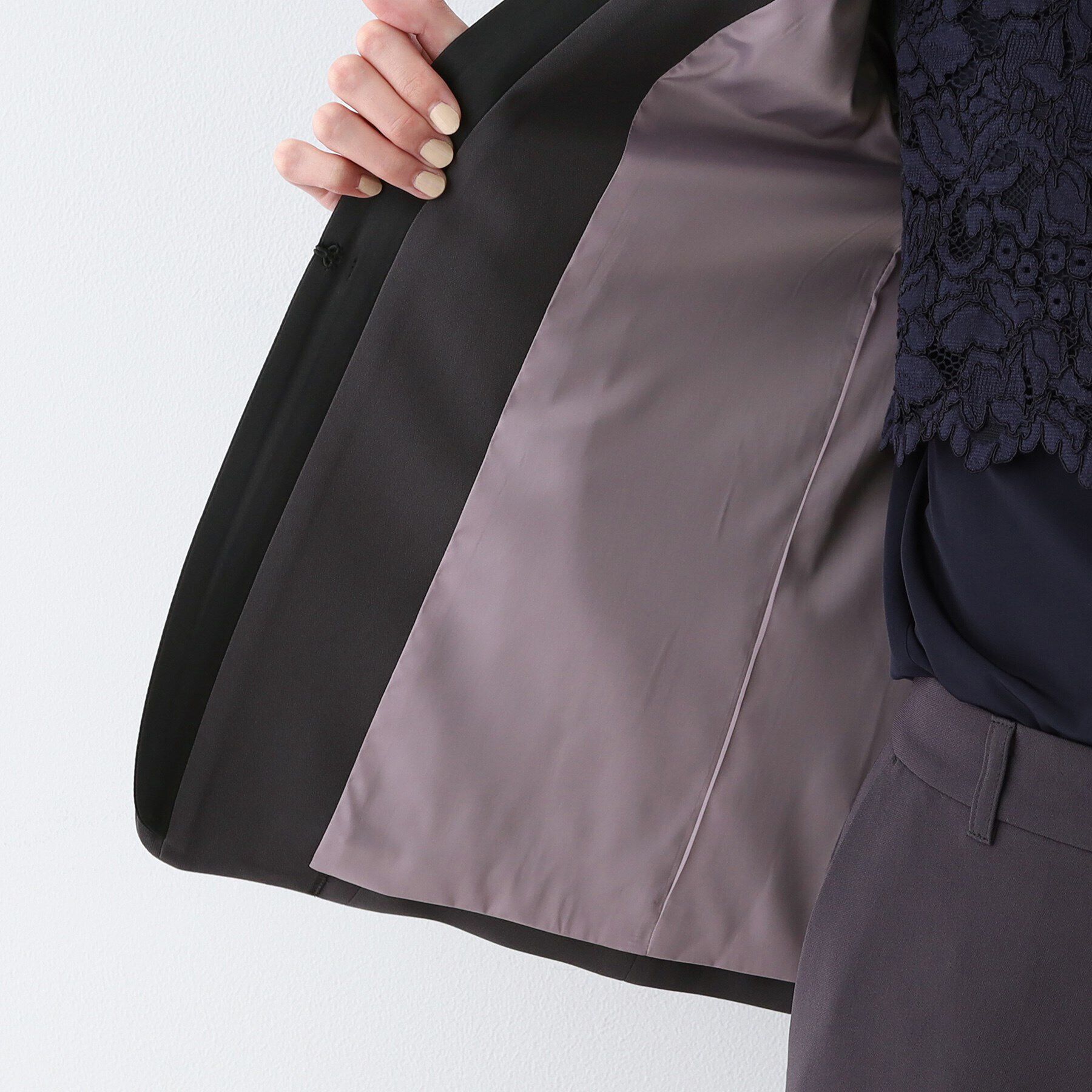 INDIVI「【日本製／トリアセテート混】スタイルアップ ノーカラージャケット」|スーツ|