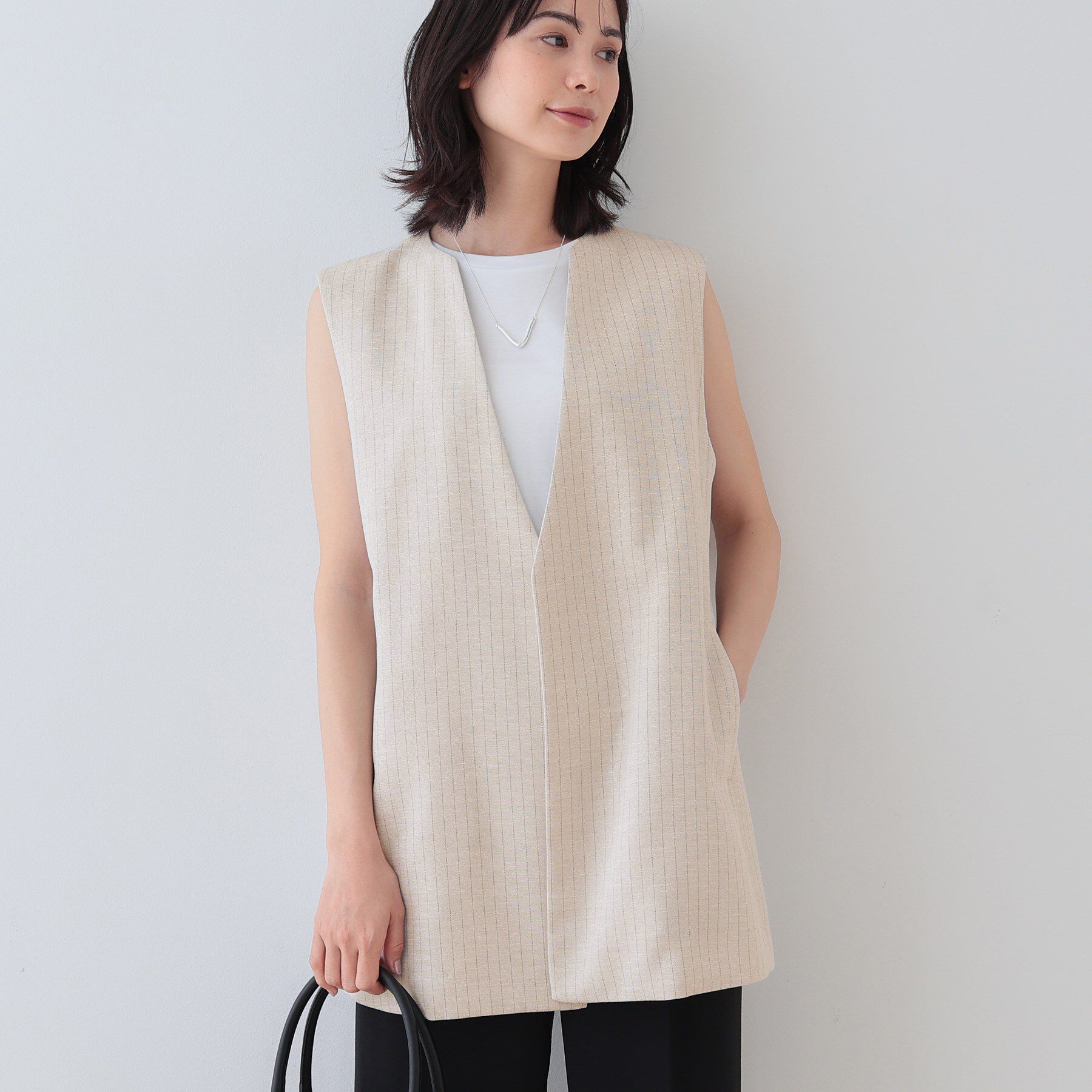 INDIVI「【こなれSETUP】リネンライクジレジャケット」|ベスト・ジレ|