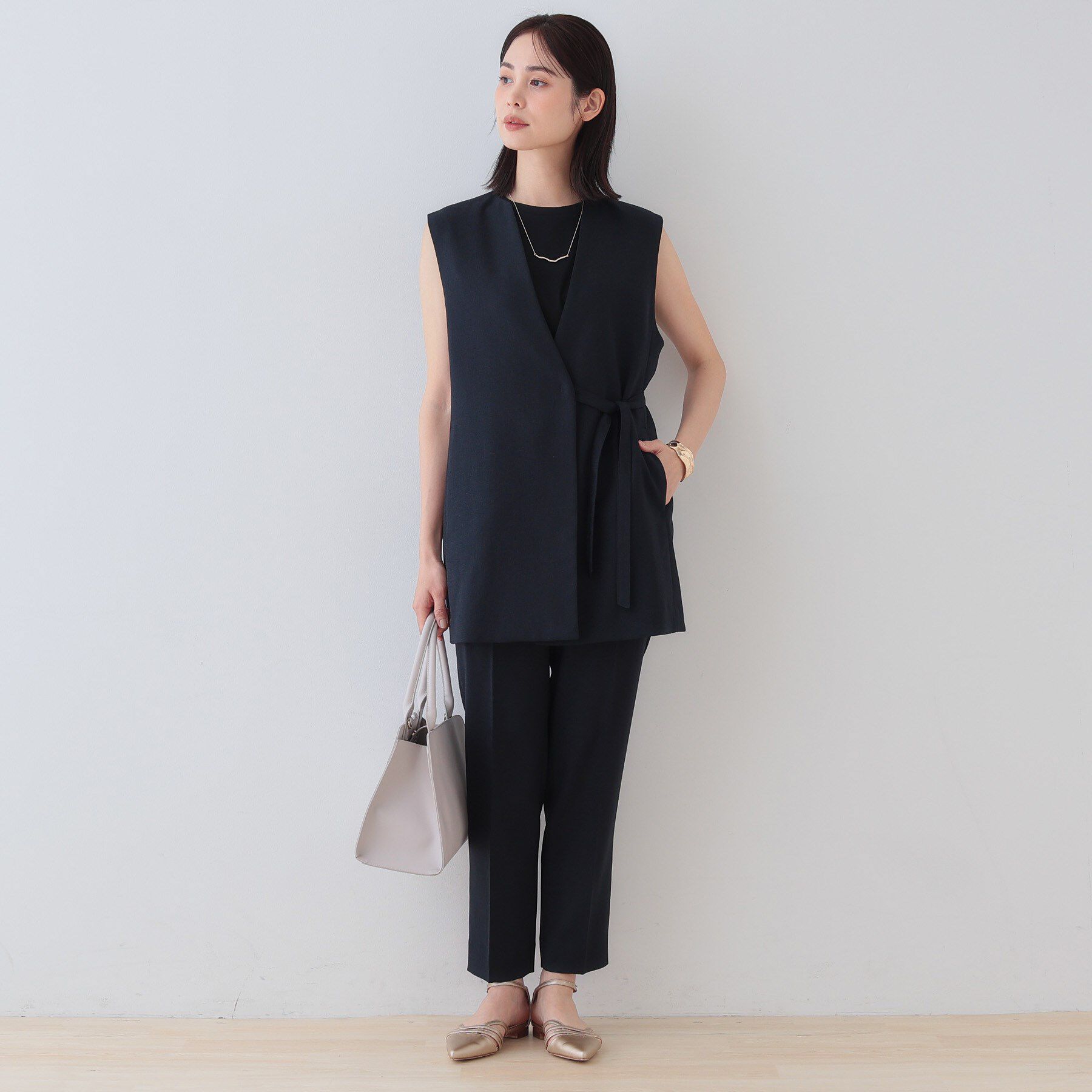 INDIVI「【こなれSETUP】リネンライクテーパードパンツ」|その他|