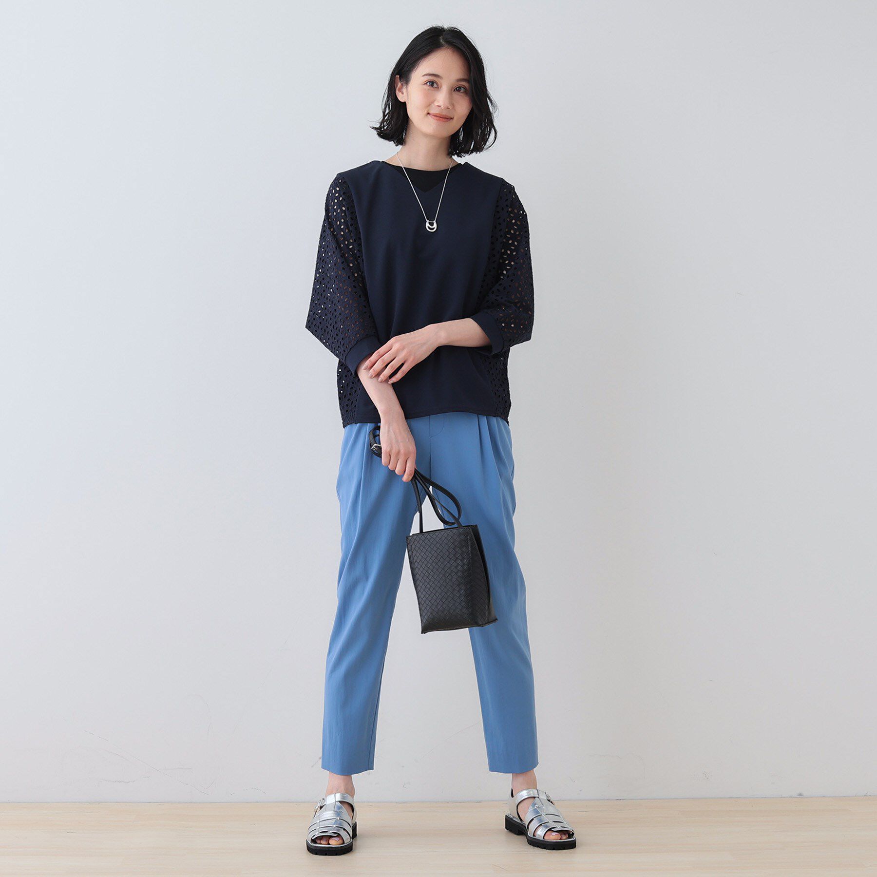 INDIVI「【洗える／体型カバー】レースコンビトップス」|Tシャツ・カットソー|