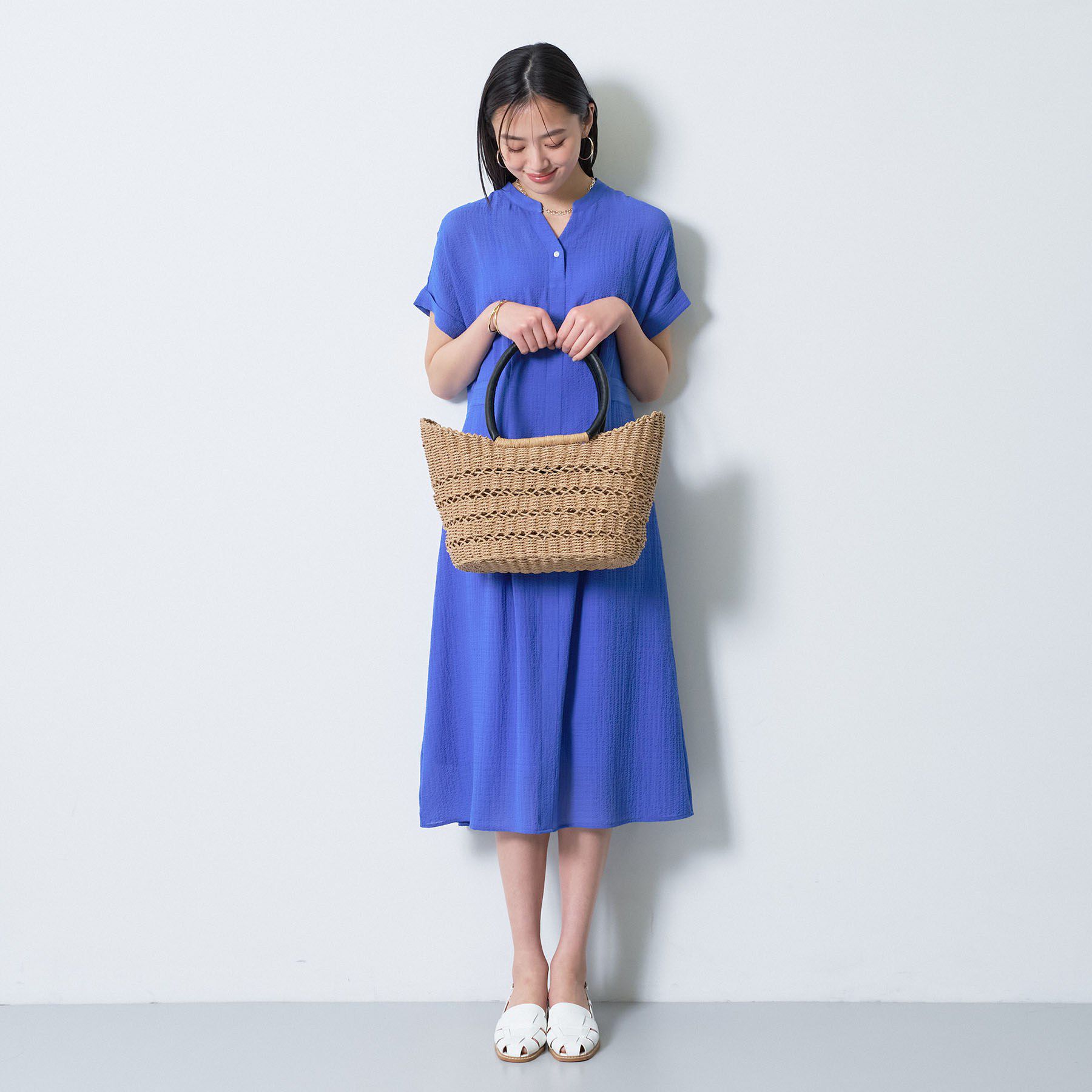 INDIVI「【透かし編み】ペーパーヤーン バスケットバッグ」|トートバッグ|