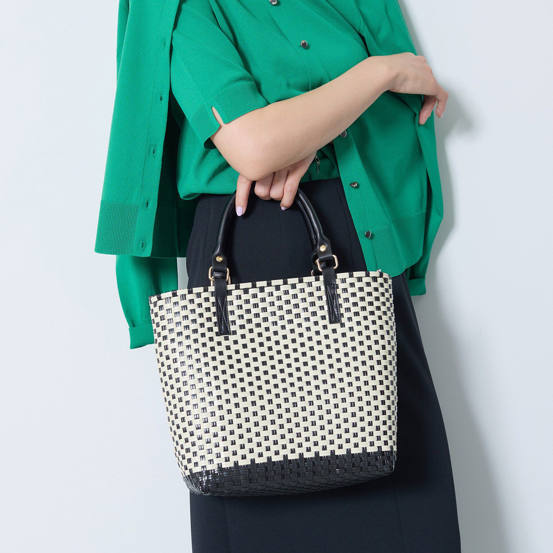 INDIVI「【配色デザイン】メルカド編みスクエアバッグ」|トートバッグ|