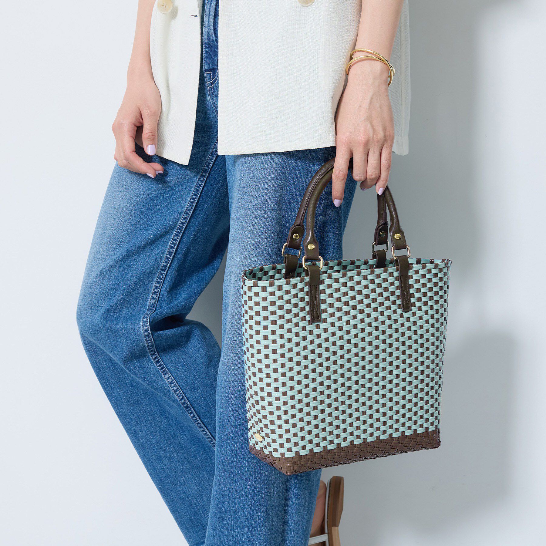 INDIVI「【配色デザイン】メルカド編みスクエアバッグ」|トートバッグ|