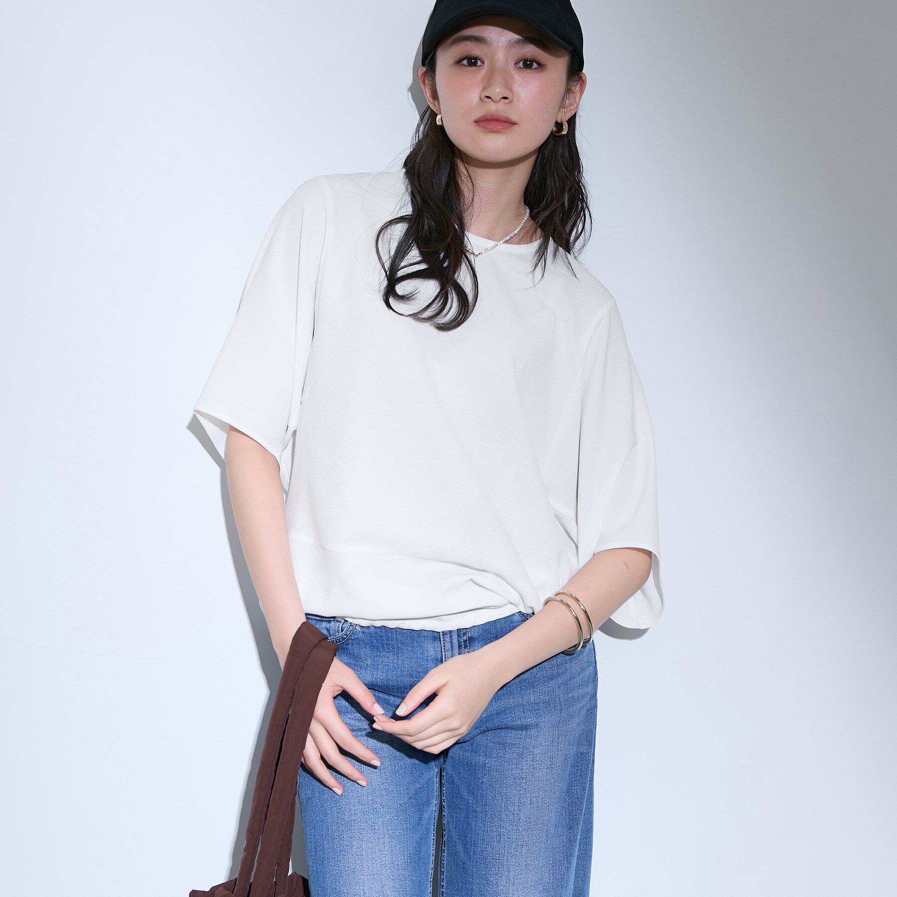 INDIVI「【洗える／2WAY／裾ドロスト付き】 ドルマンスリーブチュニックトップス」|Tシャツ・カットソー|